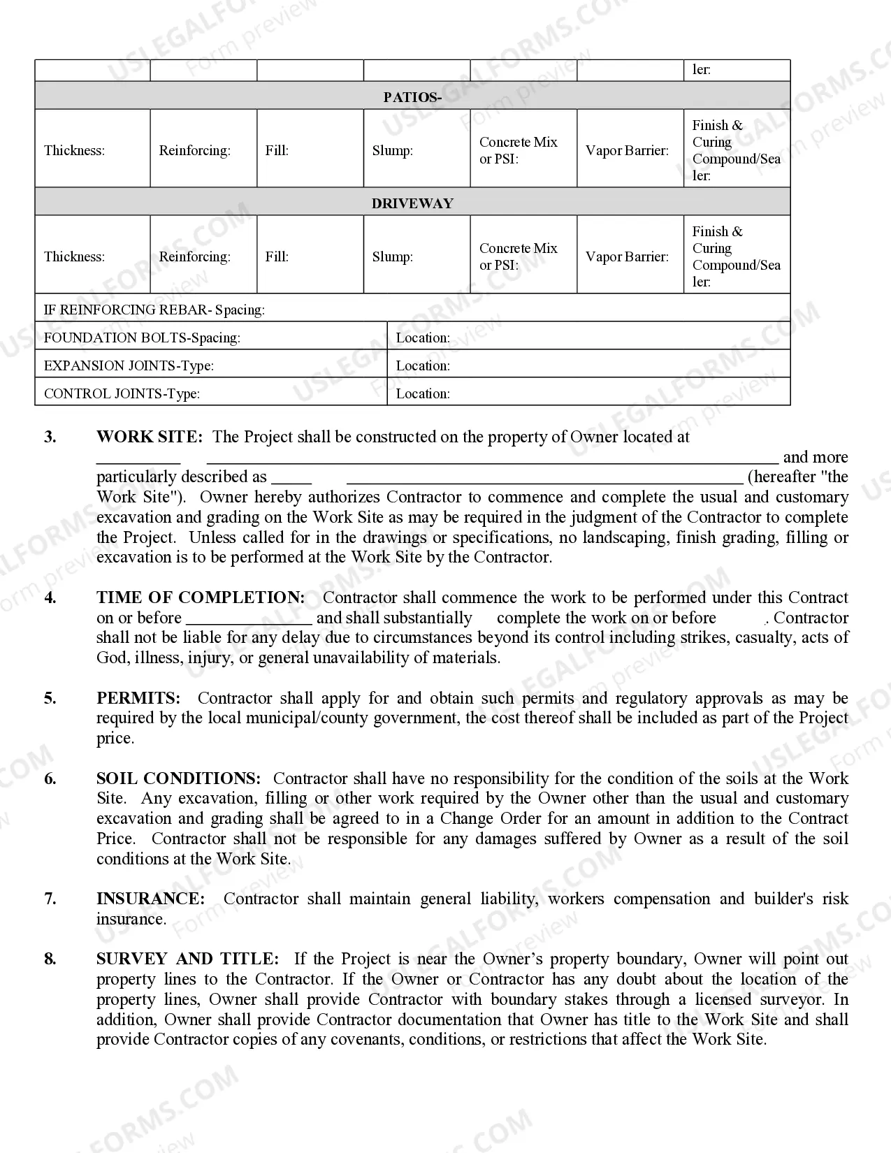 Preview Concrete Mason Contract for Contractor