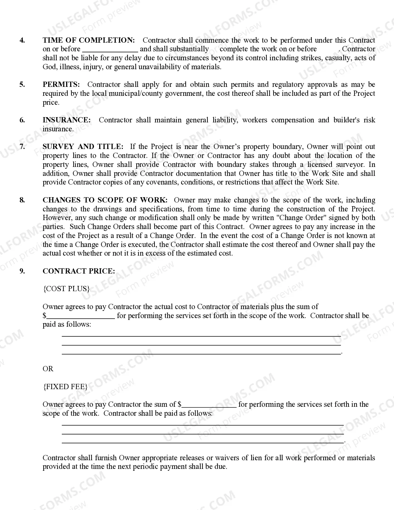 Preview Insulation Contract for Contractor