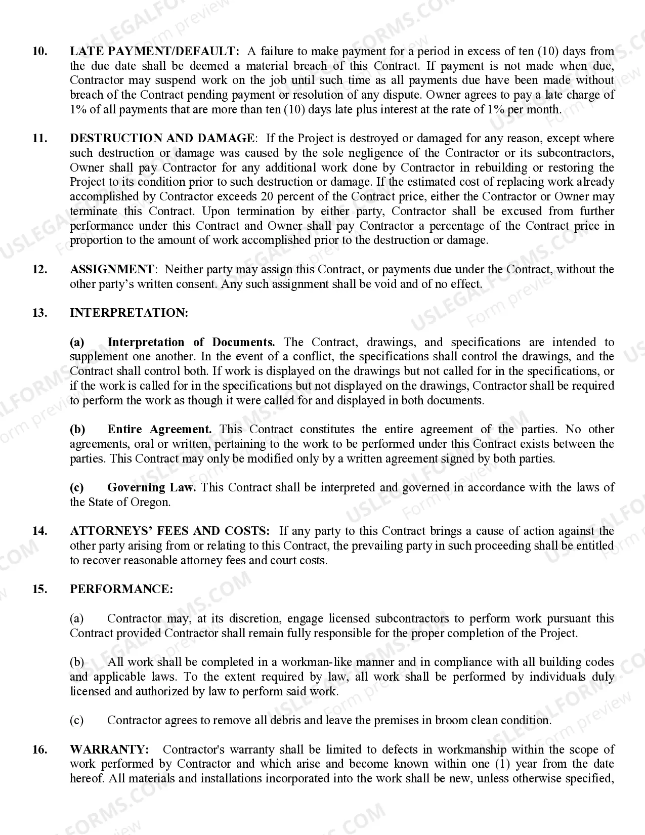 Preview Insulation Contract for Contractor
