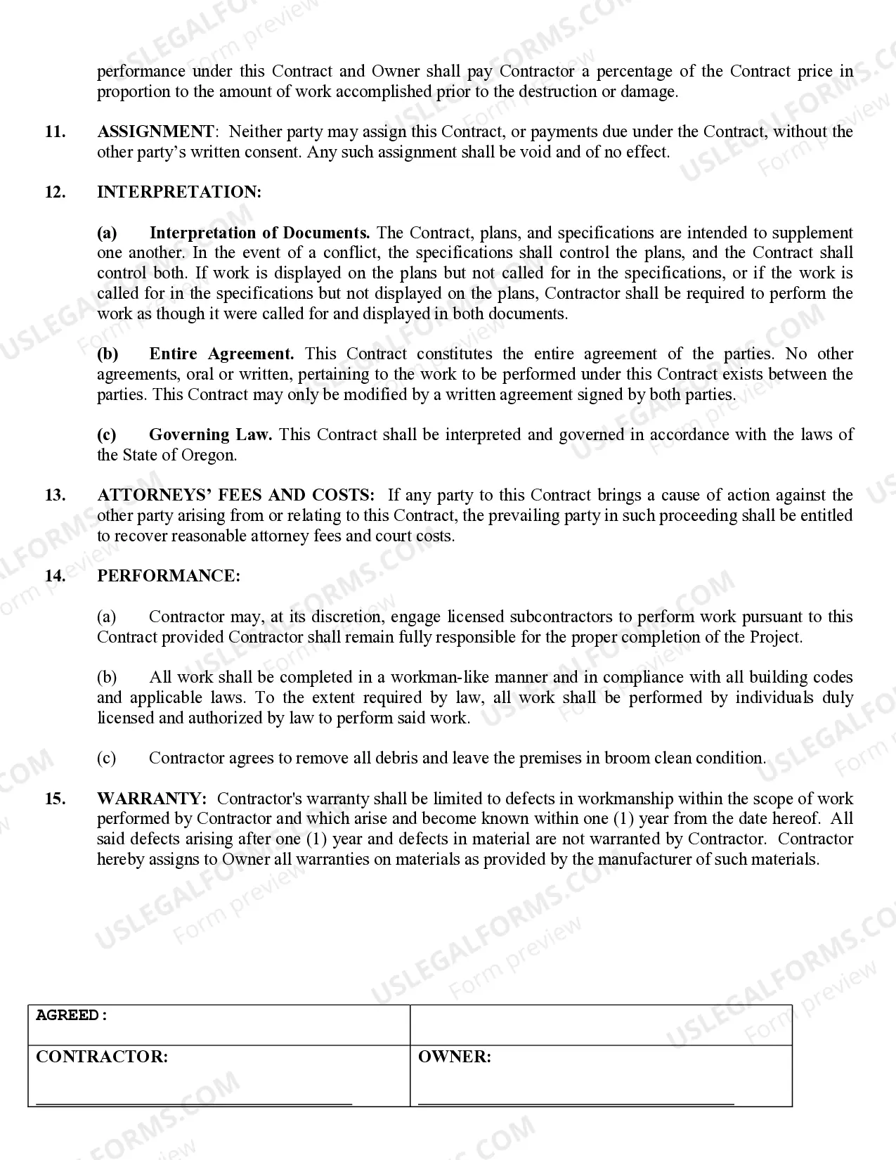 Preview Refrigeration Contract for Contractor