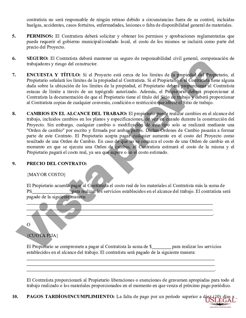 Preview Contrato de techado para contratista
