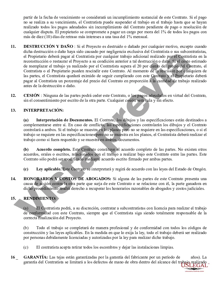 Preview Contrato de techado para contratista