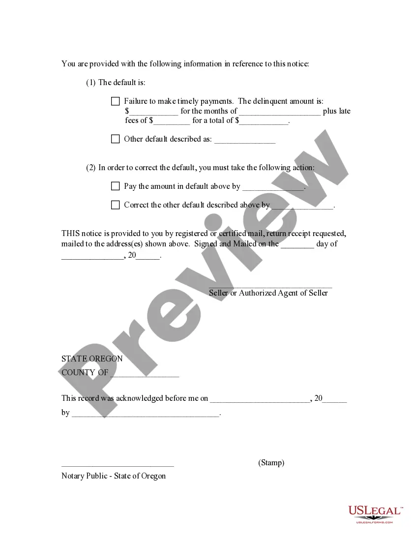 Preview General Notice of Default for Contract for Deed