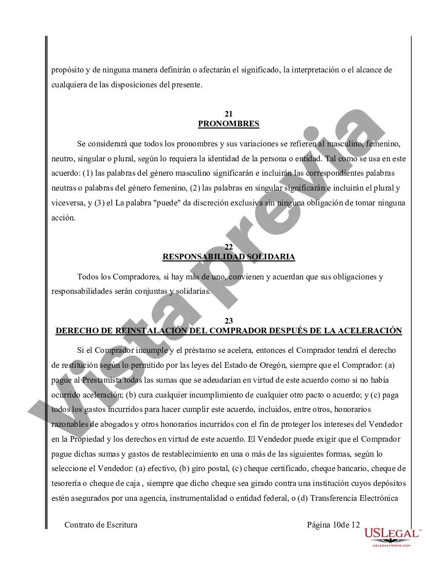 Preview Acuerdo o Contrato de Escritura de Venta y Compra de Bienes Raíces a/k/a Terreno o Contrato de Ejecución