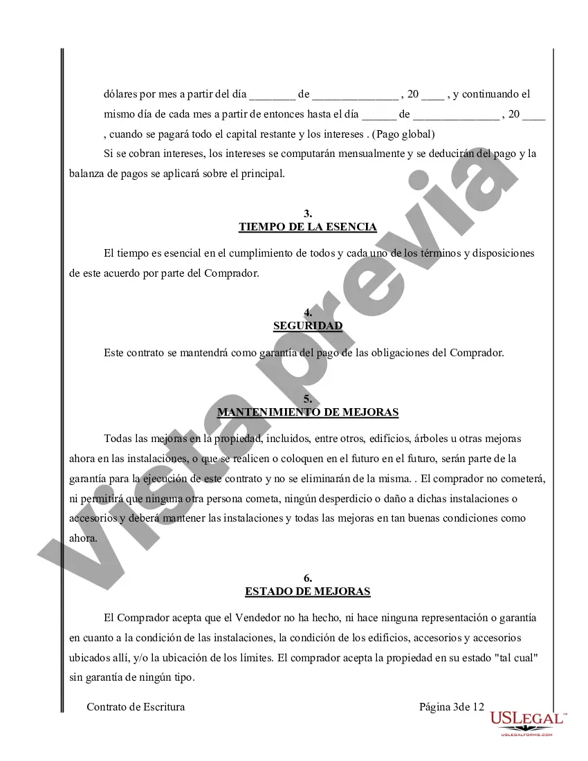 Preview Acuerdo o Contrato de Escritura de Venta y Compra de Bienes Raíces a/k/a Terreno o Contrato de Ejecución