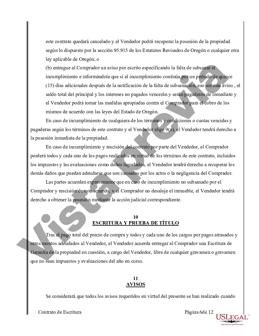 Preview Acuerdo o Contrato de Escritura de Venta y Compra de Bienes Raíces a/k/a Terreno o Contrato de Ejecución