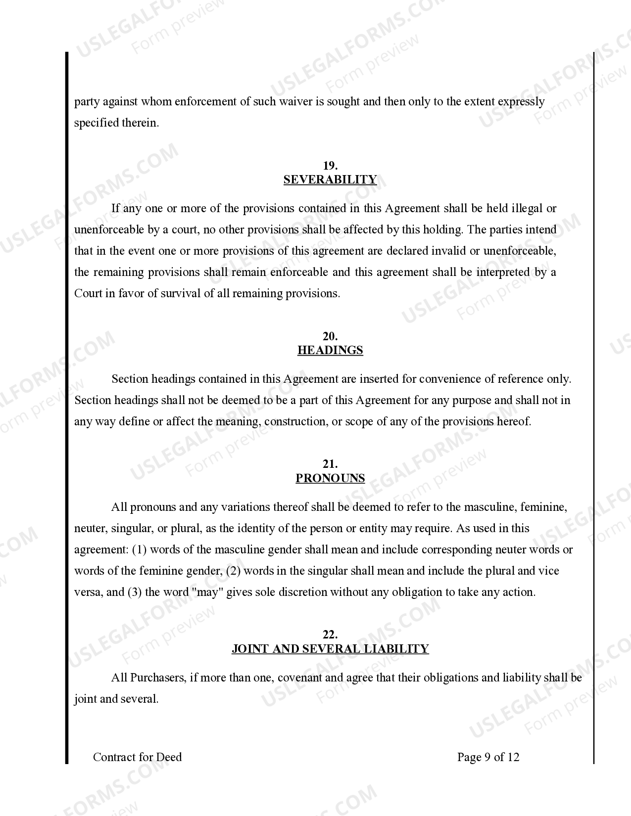 Oregon Agreement or Contract for Deed for Sale and Purchase of Real