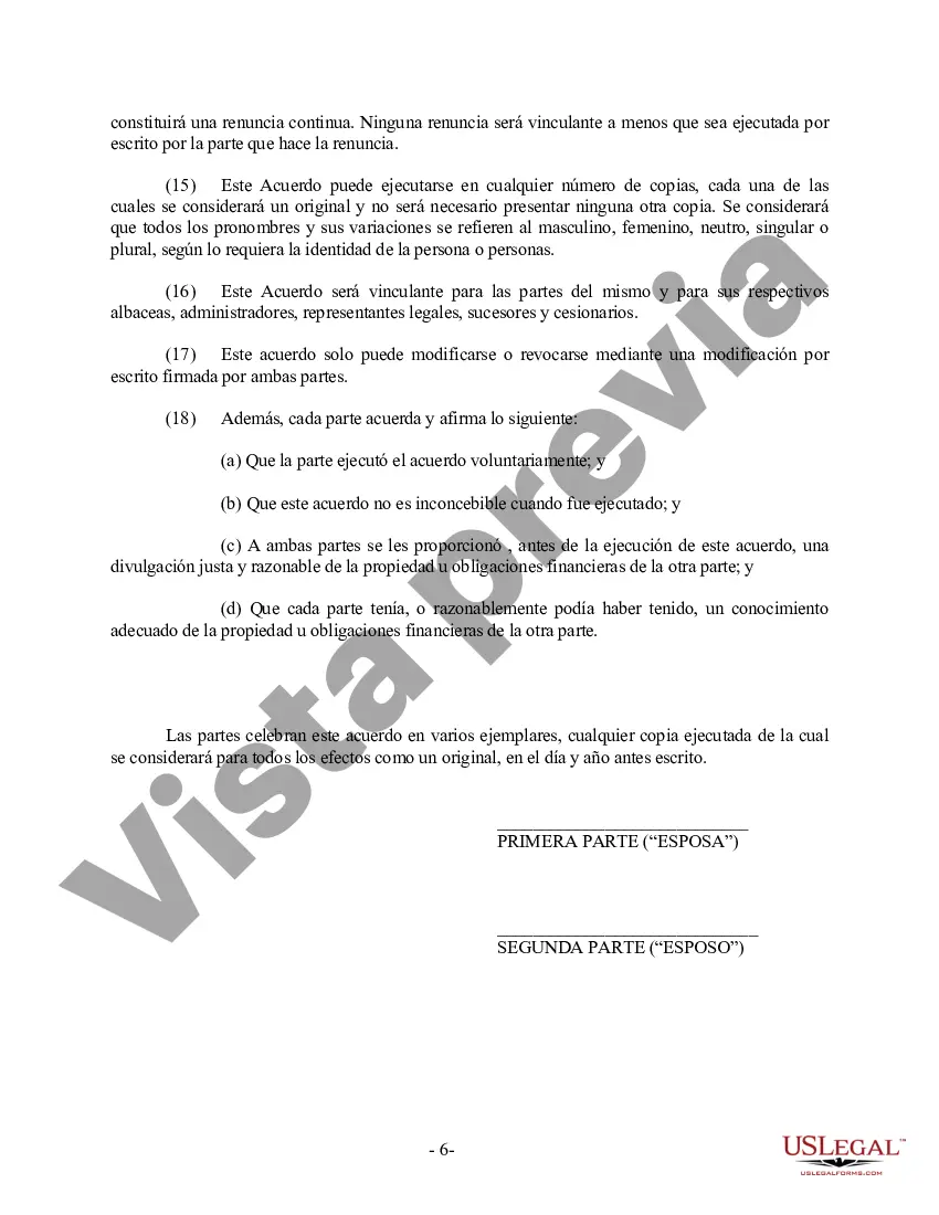 Preview Acuerdo Prematrimonial Prenupcial de Oregón - Ley Uniforme de Acuerdo Prematrimonial - con Estados Financieros