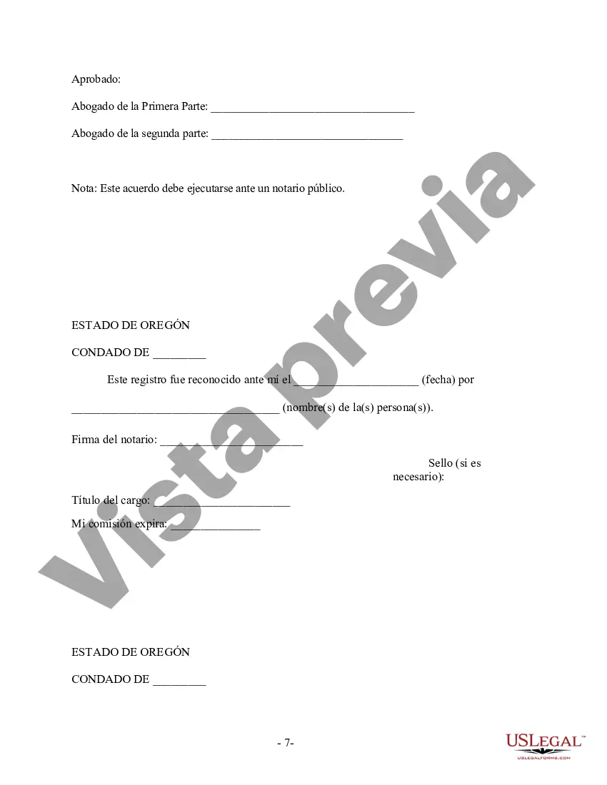 Preview Acuerdo Prematrimonial Prenupcial de Oregón - Ley Uniforme de Acuerdo Prematrimonial - con Estados Financieros