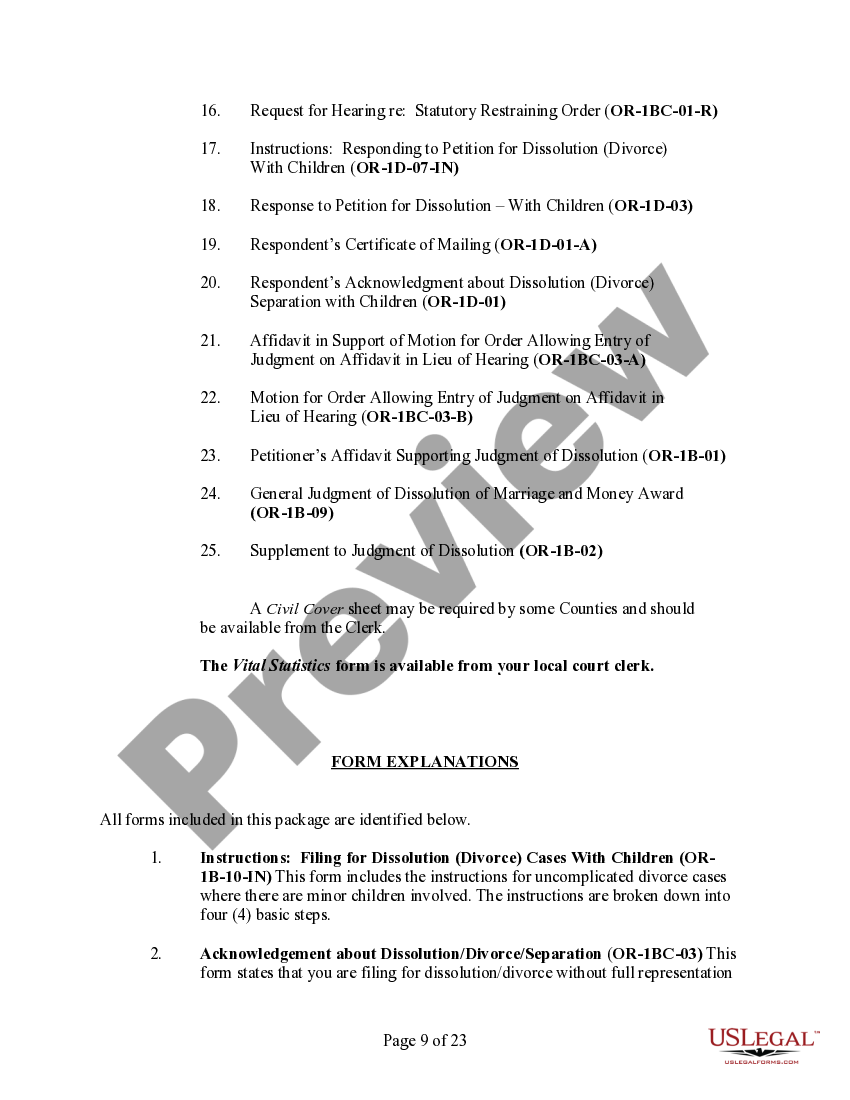 oregon no fault agreed uncontested divorce package for dissolution of