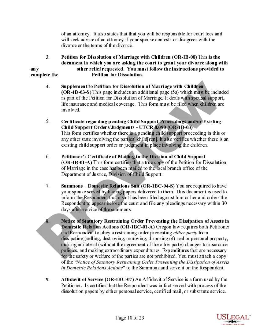 Get Oregon No-Fault Agreed Uncontested Divorce Package for Dissolution of Marriage for people with Minor Children Preview Oregon No-Fault Agreed Uncontested Divorce Package for Dissolution of Marriage for people with Minor Children