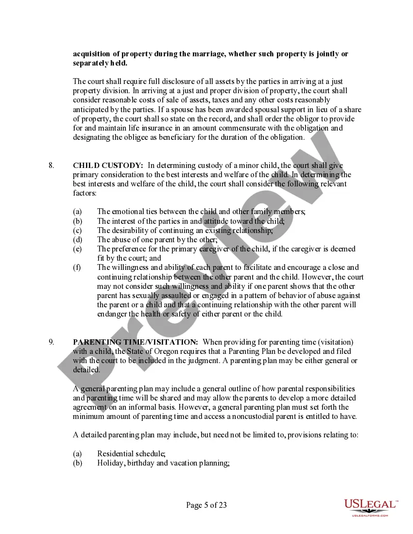Get Oregon No-Fault Agreed Uncontested Divorce Package for Dissolution of Marriage for people with Minor Children Preview Oregon No-Fault Agreed Uncontested Divorce Package for Dissolution of Marriage for people with Minor Children