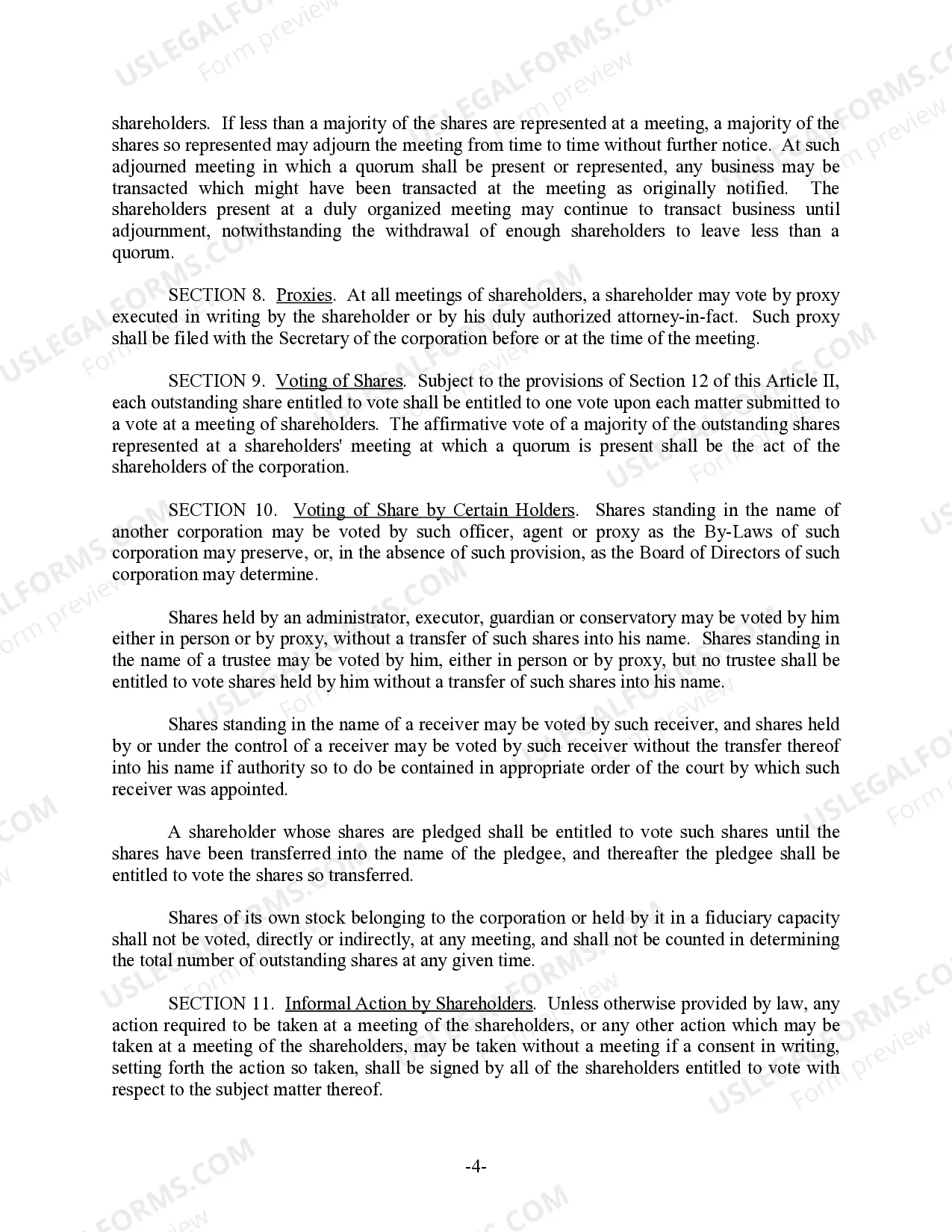 Preview Oregon Bylaws for Corporation