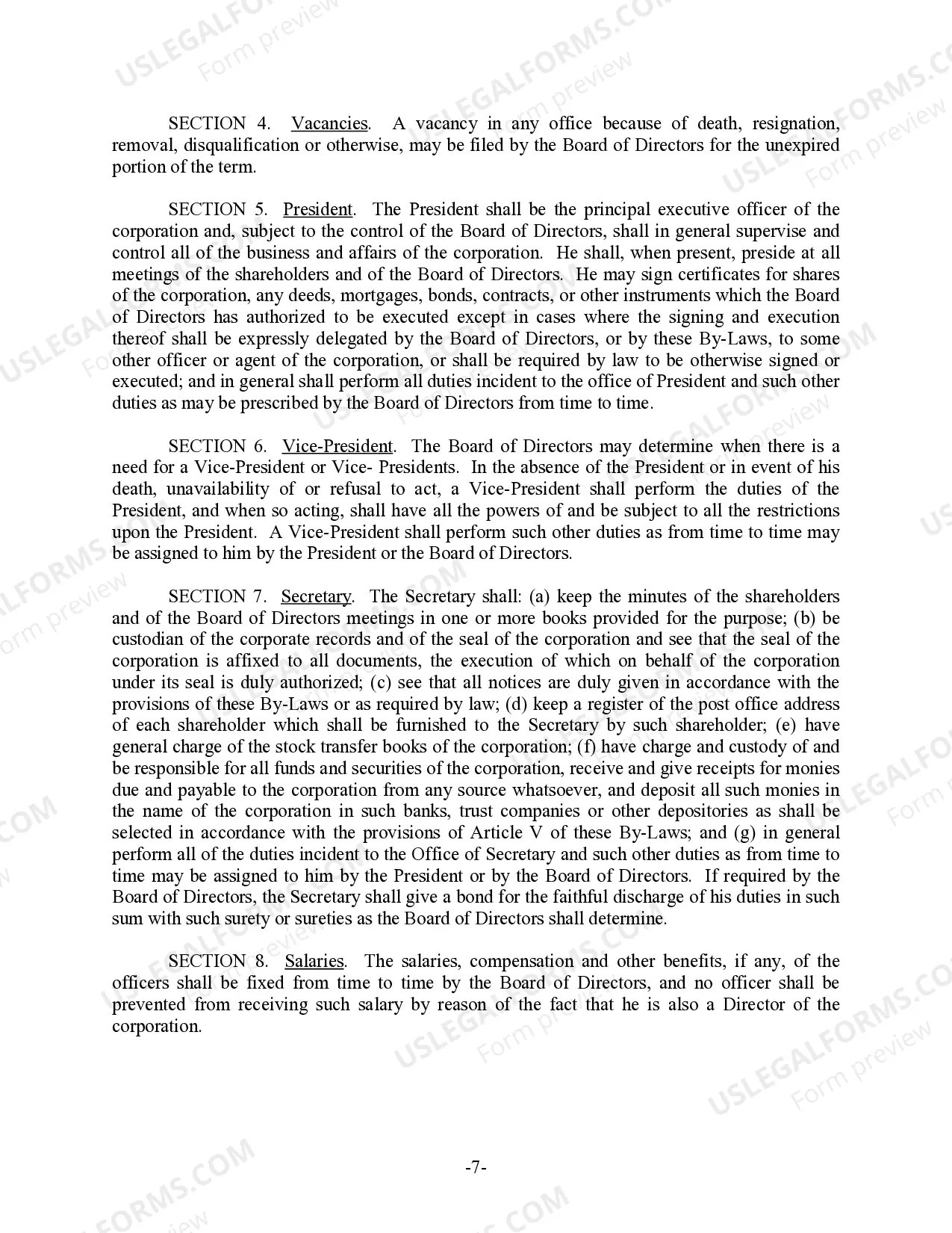 Preview Oregon Bylaws for Corporation