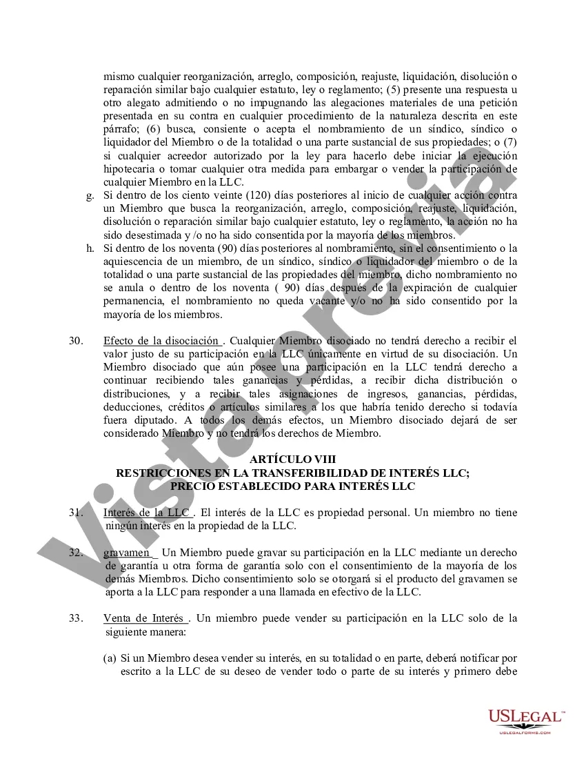 Preview Acuerdo Operativo de Sociedad de Responsabilidad Limitada LLC