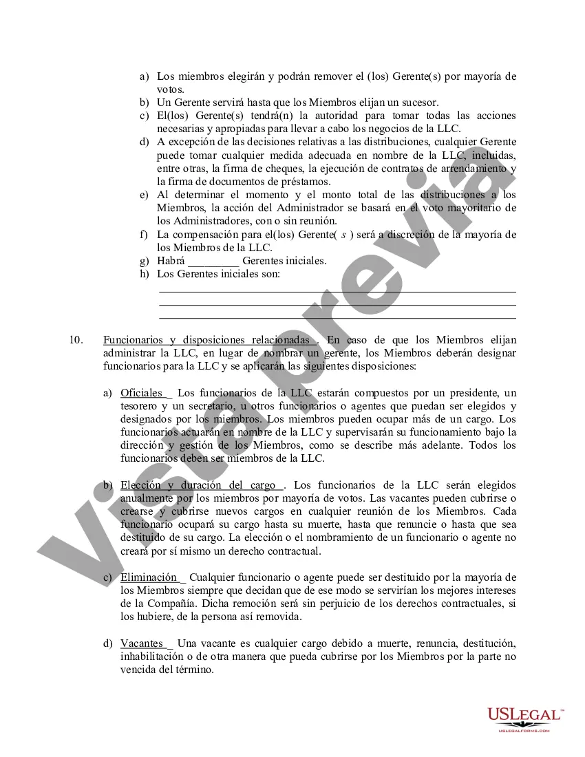 Preview Acuerdo Operativo de Sociedad de Responsabilidad Limitada LLC