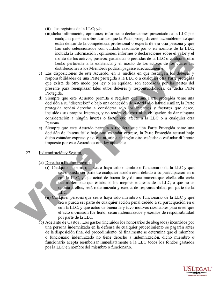 Preview Acuerdo Operativo de Sociedad de Responsabilidad Limitada LLC