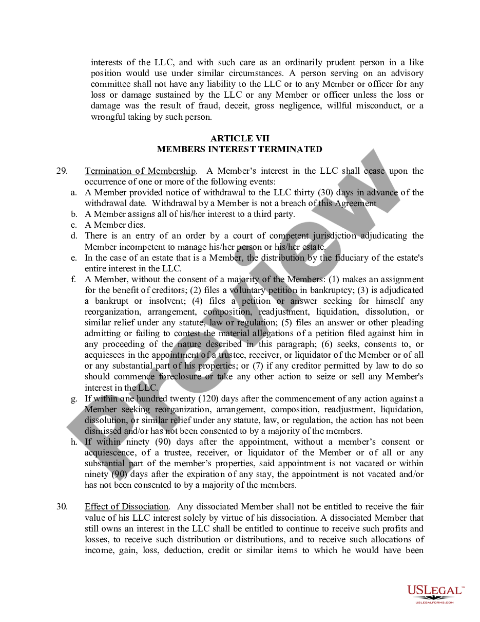 page 8 Limited Liability Company LLC Operating Agreement preview