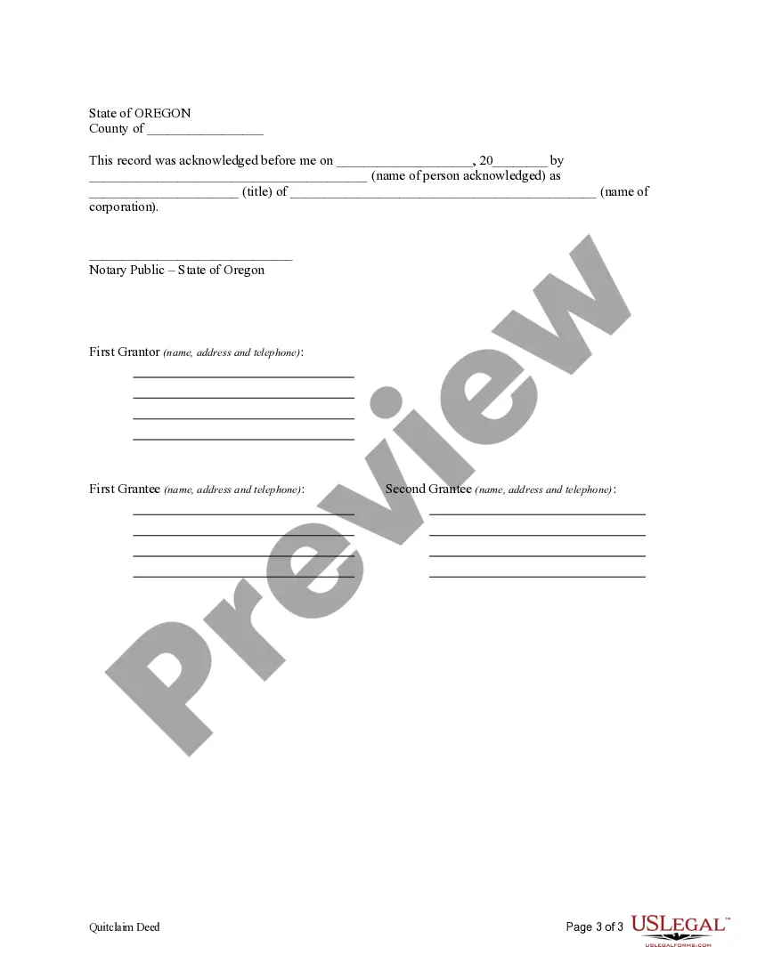 Preview Quitclaim Deed from Corporation to Husband and Wife