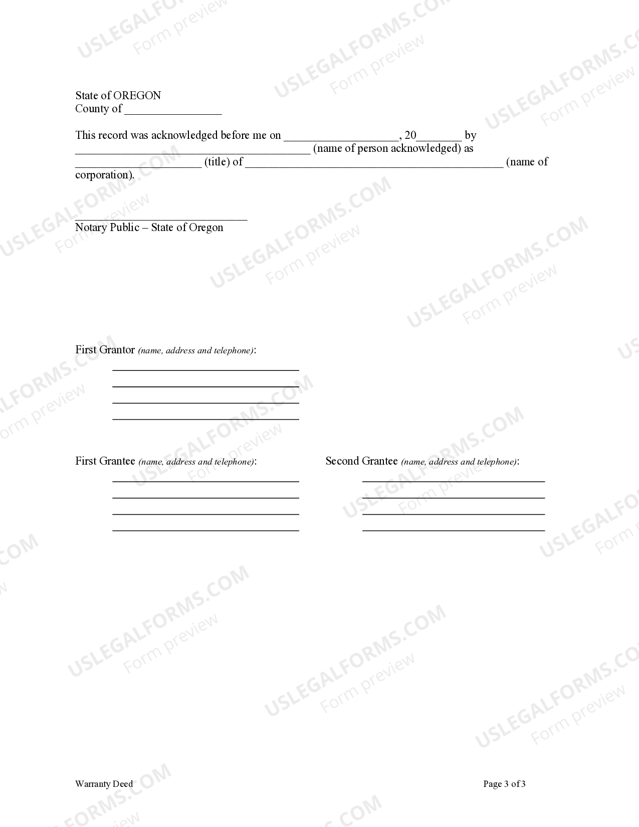 Oregon Warranty Deed from Corporation to Husband and Wife US Legal Forms