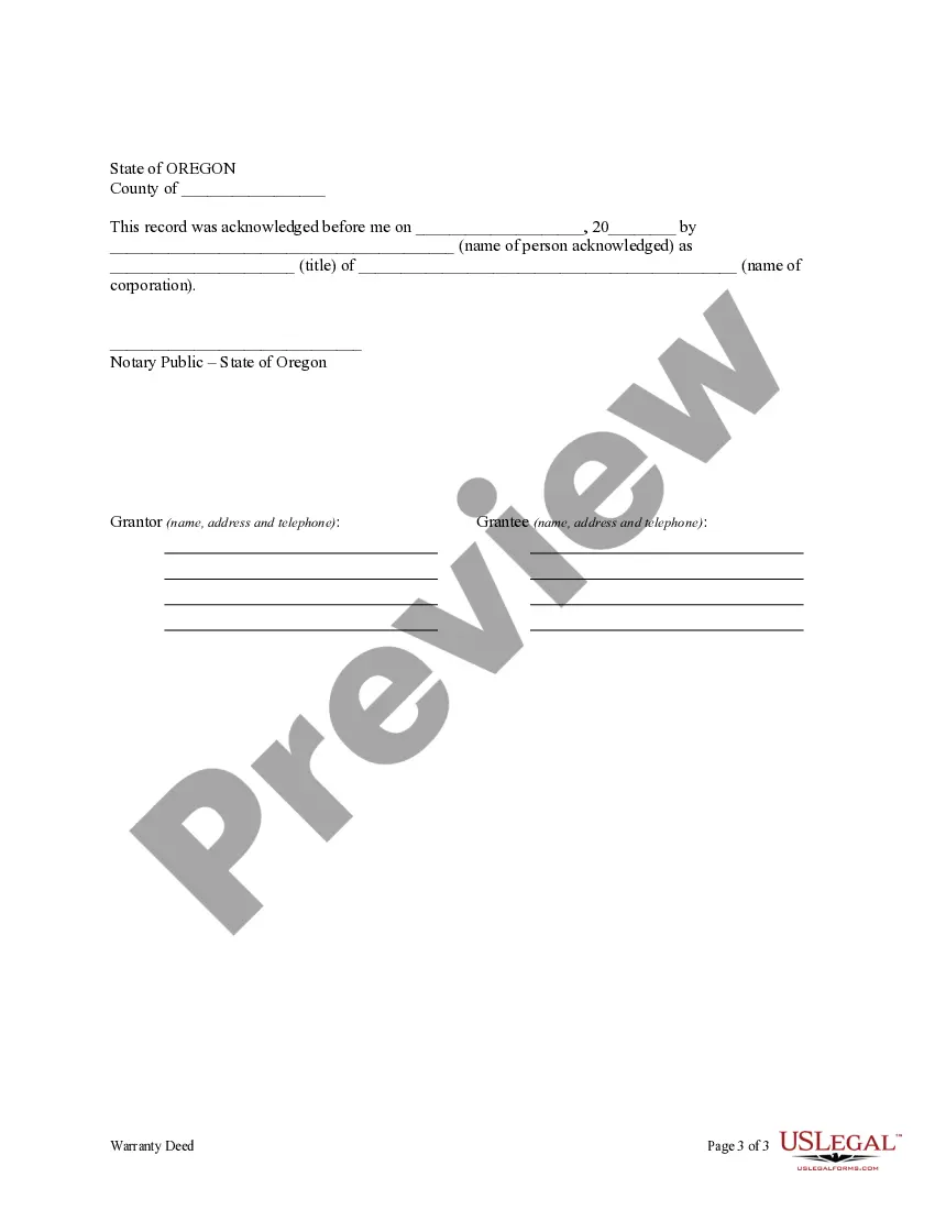 Preview Warranty Deed from Corporation to Individual