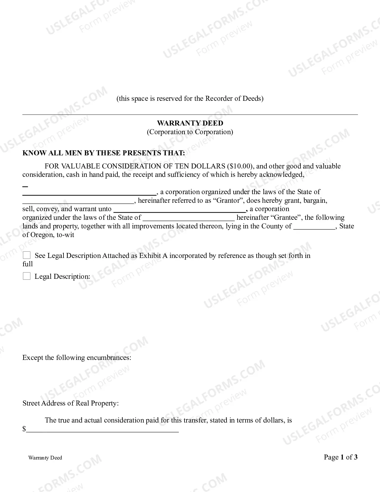 Preview Warranty Deed from Corporation to Corporation