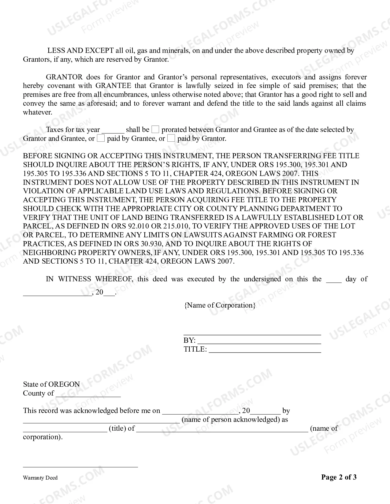 Preview Warranty Deed from Corporation to Corporation