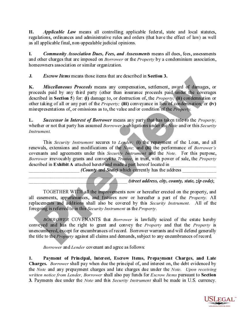 Preview Deed of Trust on Residential Property Securing Loan made by One Individual to Another Individual