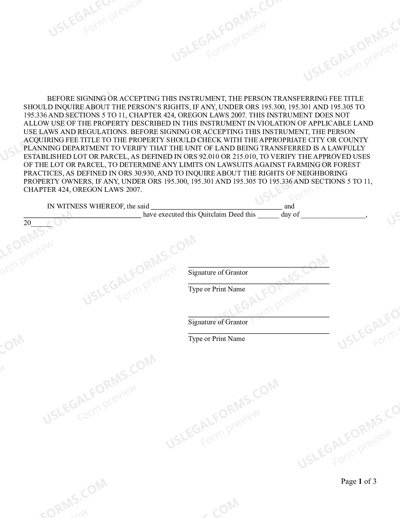 Preview Quitclaim Deed from Husband and Wife to Husband and Wife