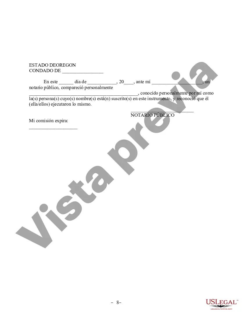 Preview Acuerdo de propiedad posnupcial - Oregón