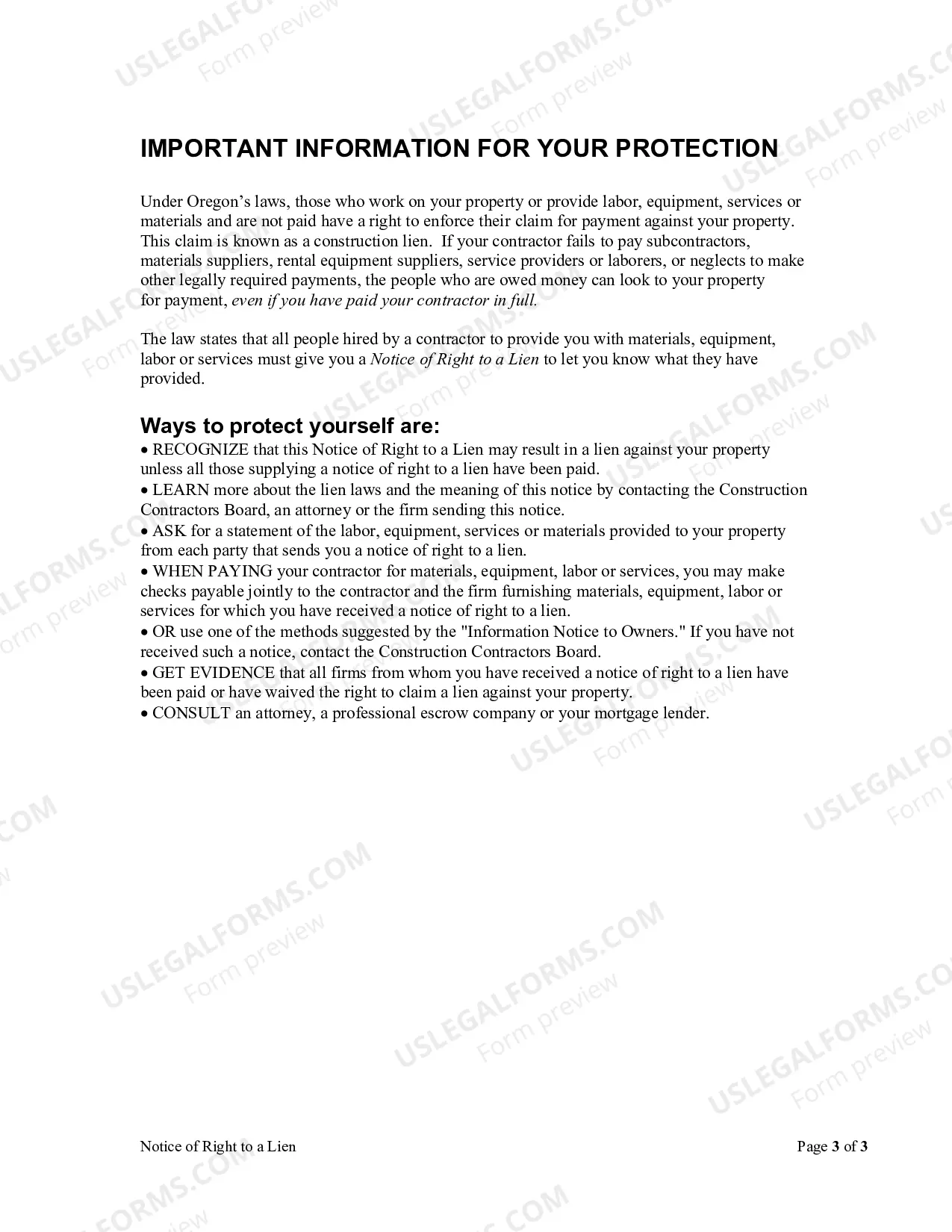 Preview Notice of Right to Lien Sect. 87.023 - Corporation