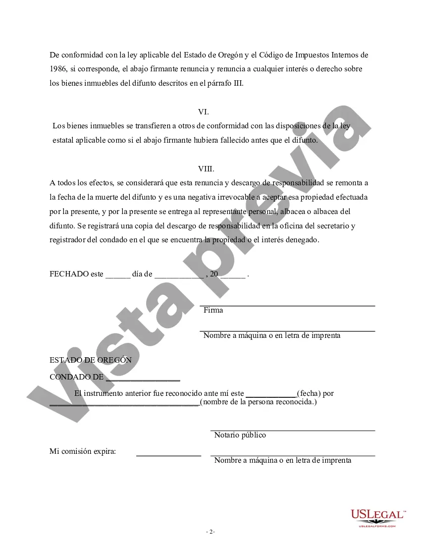 Preview Renuncia y descargo de responsabilidad de los intereses sobre bienes inmuebles