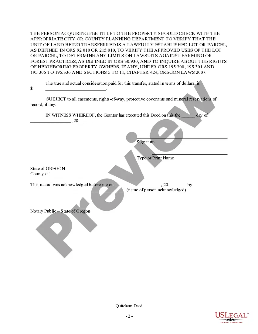 Preview Quitclaim Deed - Individual to Two Individuals