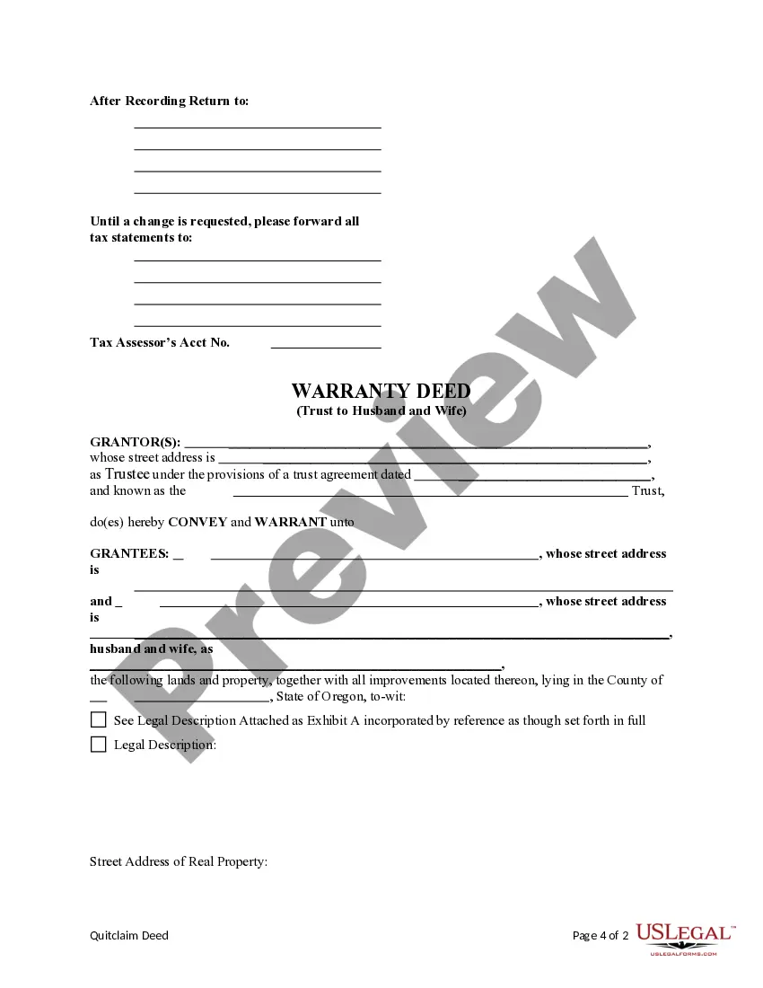 Preview Warranty Deed from a Trust to a Husband and Wife