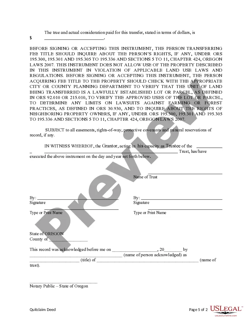 Preview Warranty Deed from a Trust to a Husband and Wife