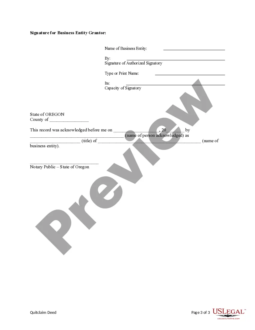 Preview Quitclaim Deed - Trust to an Individual