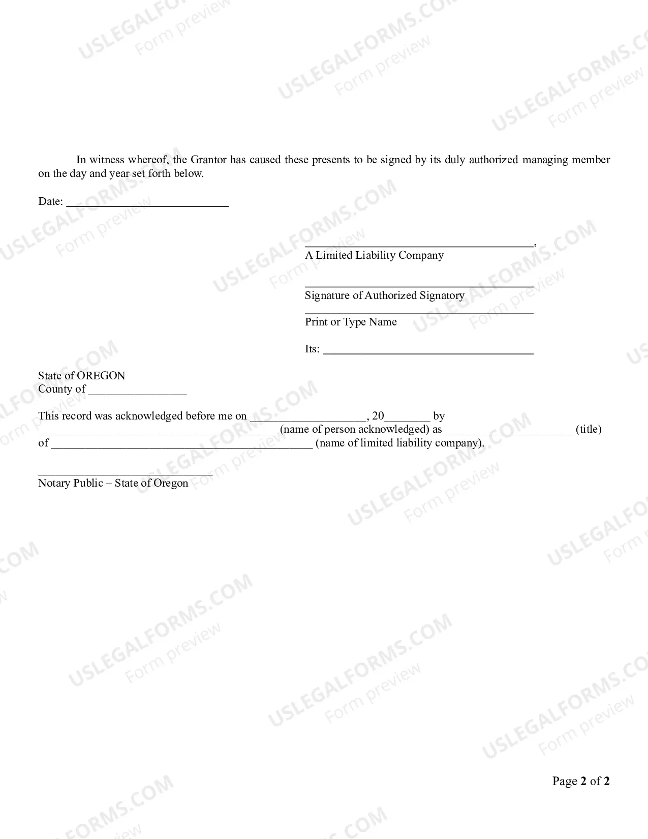 Preview Quitclaim Deed - Limited Liability Company to Municipal Corporation