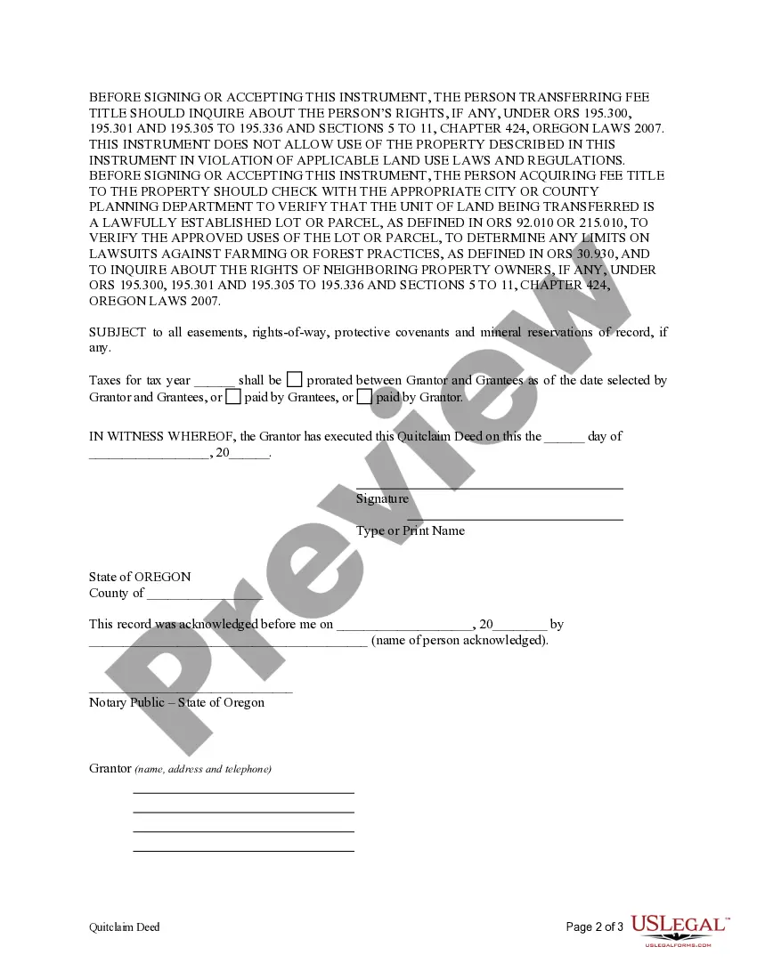 Preview Quitclaim Deed from Individual to Two Individuals in Joint Tenancy
