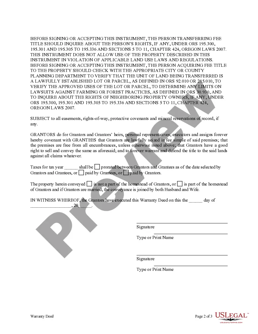 Preview Warranty Deed from two Individuals to Husband and Wife