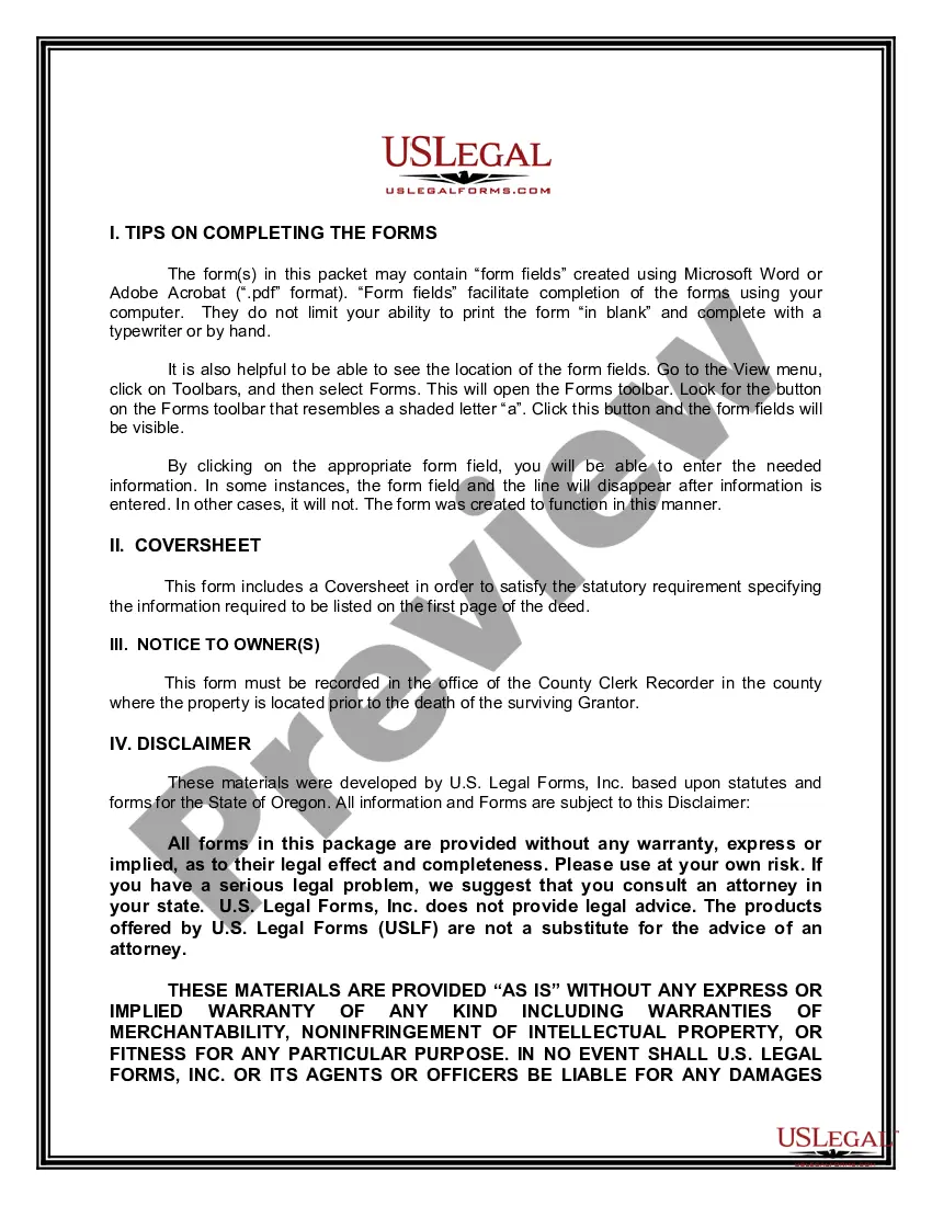 Preview Transfer on Death Deed from Two (2) Individuals or Husband and Wife to an Individual with provision for appointment of Alternative Beneficiary.