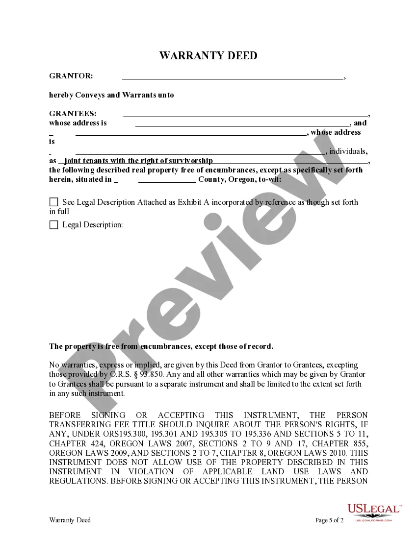 Get Warranty Deed from an Individual to Two Individuals / Husband and Wife Preview Warranty Deed from an Individual to Two Individuals / Husband and Wife