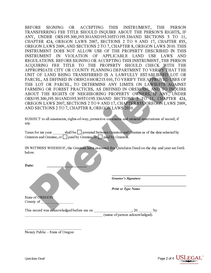 Preview Quitclaim Deed from Four Individuals to One Individual