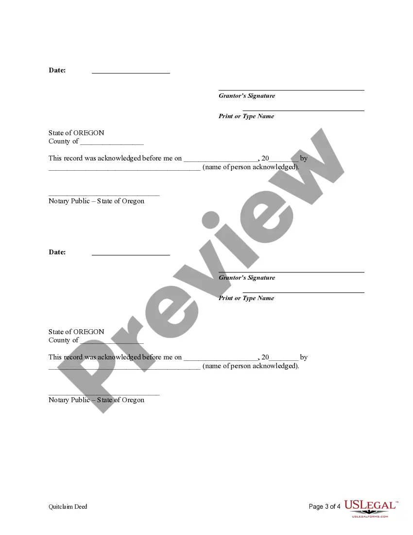 Preview Quitclaim Deed from Four Individuals to One Individual