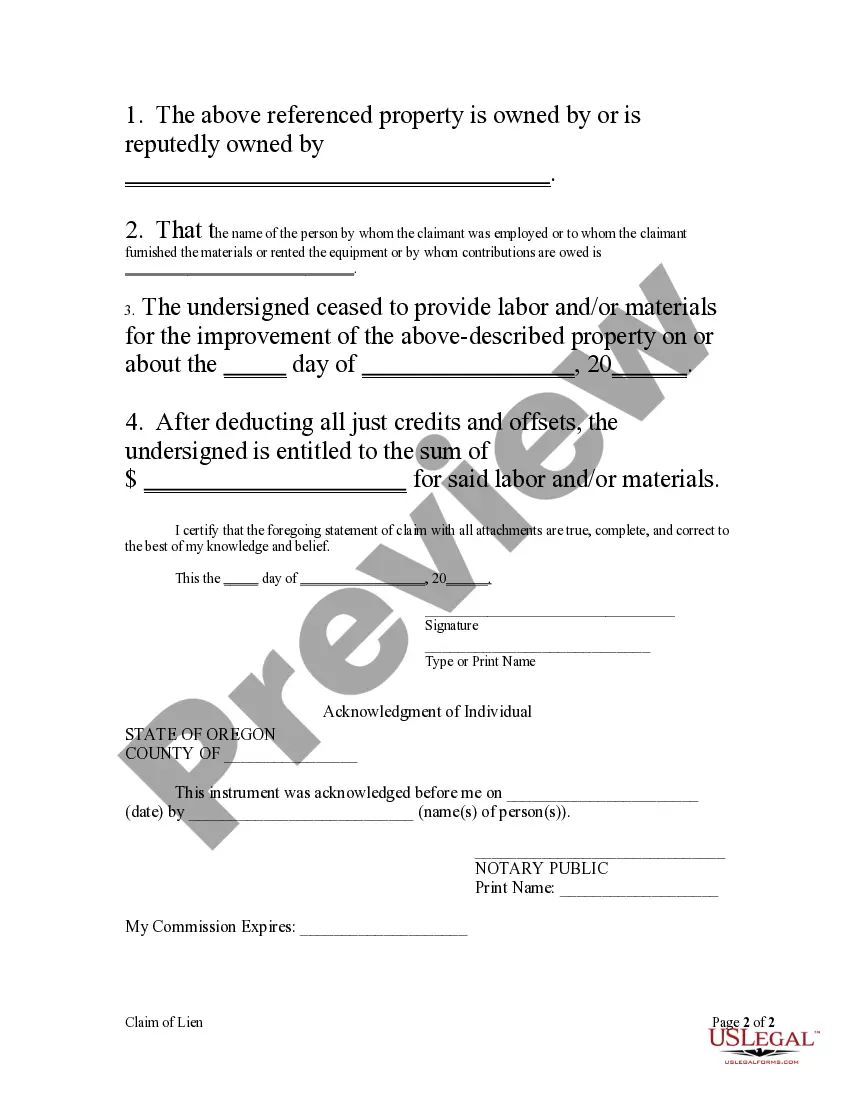 Preview Claim of Lien by Individual