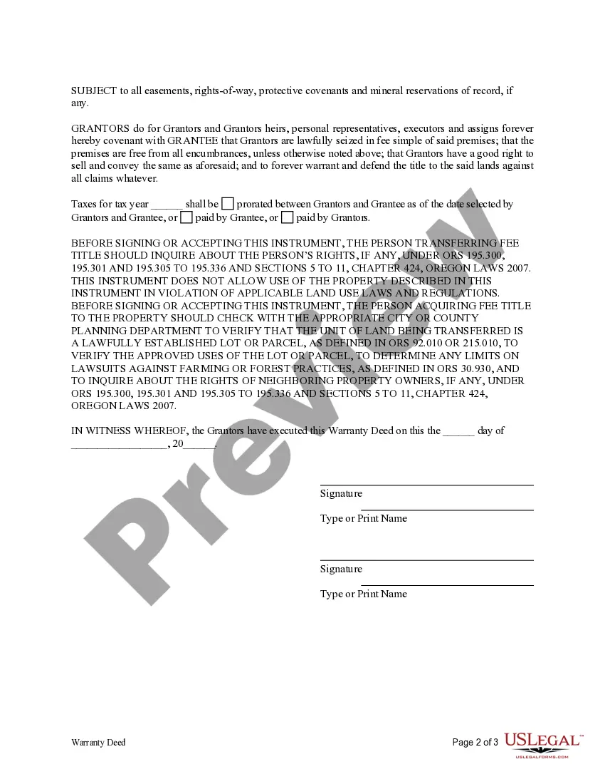 Preview Warranty Deed from two Individuals to Corporation