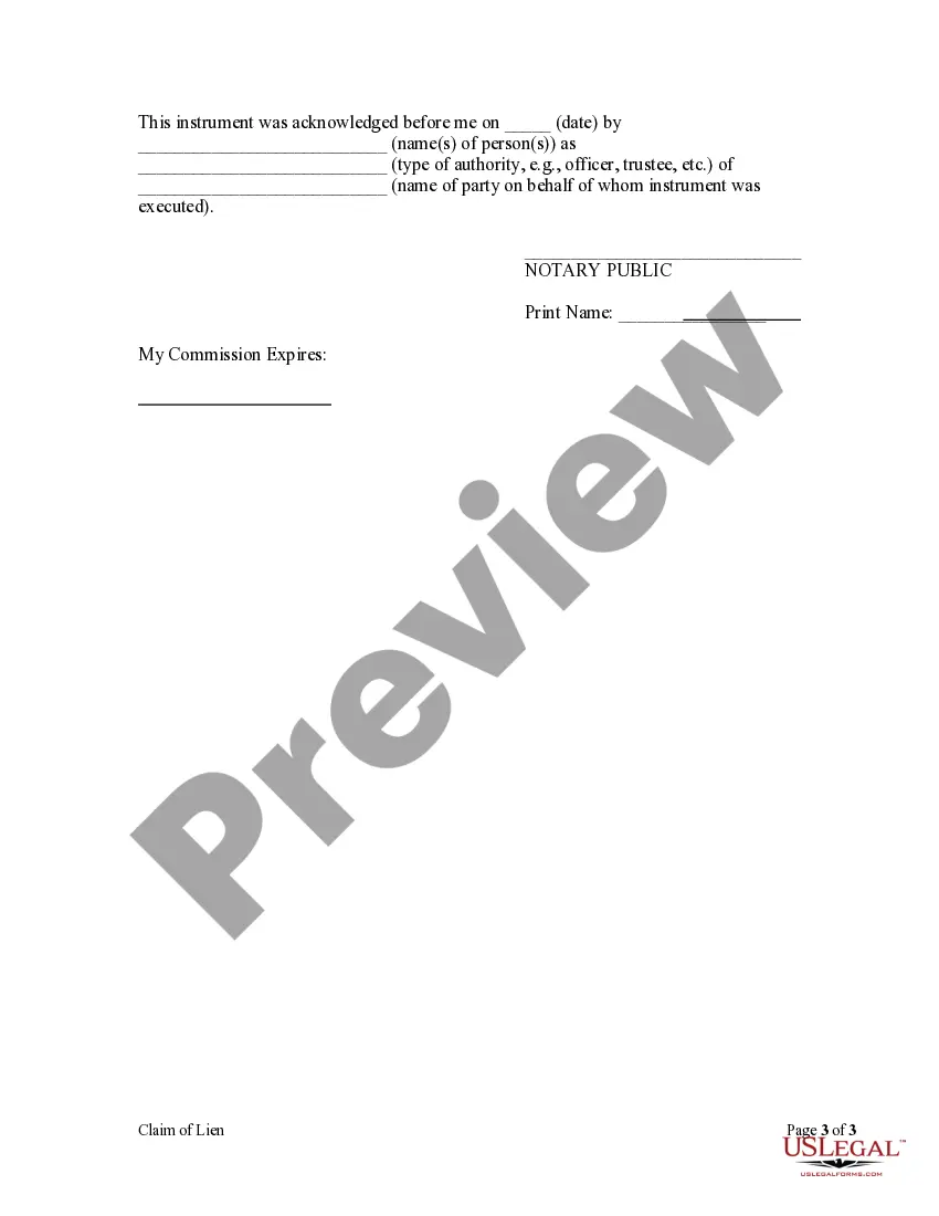 Preview Claim of Lien by Corporation