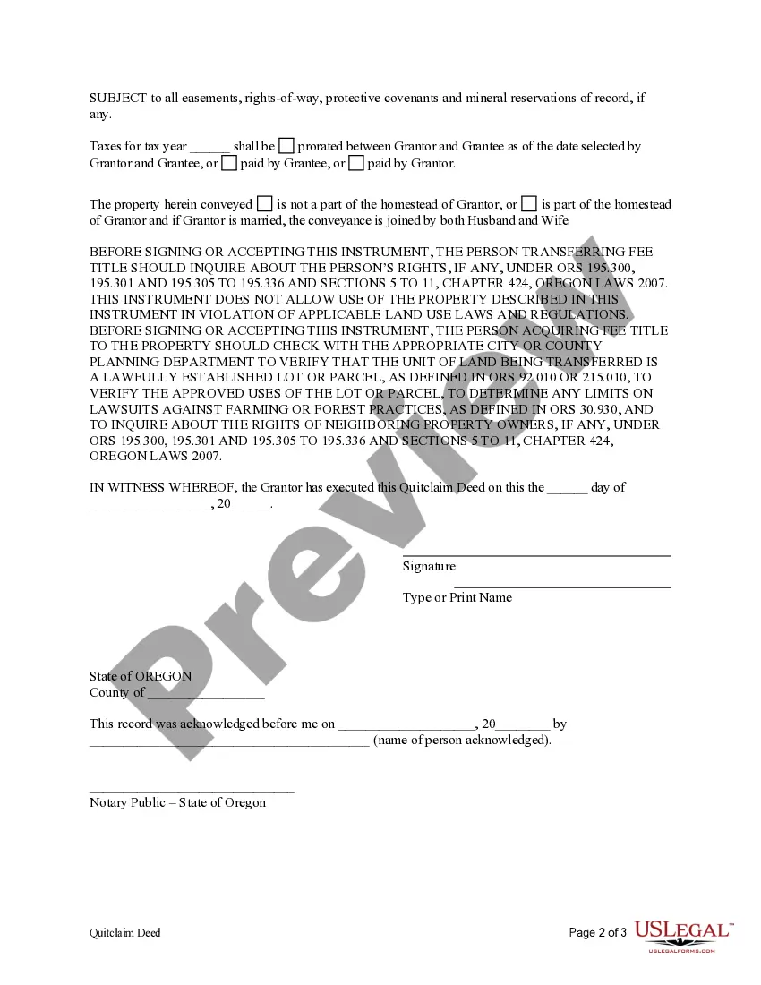 Preview Quitclaim Deed from Individual to Corporation