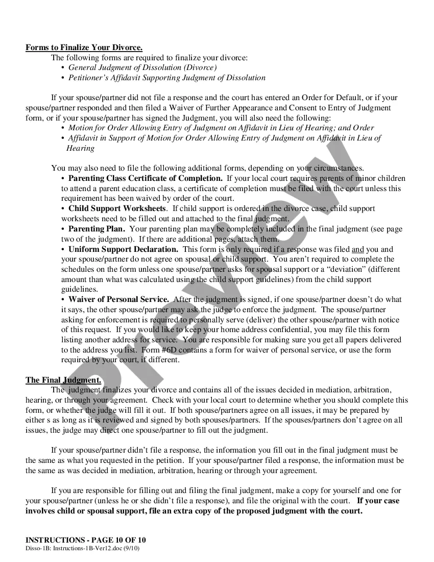 Preview Instructions - Filing for Dissolution (Divorce) Co-Petitioners With Children