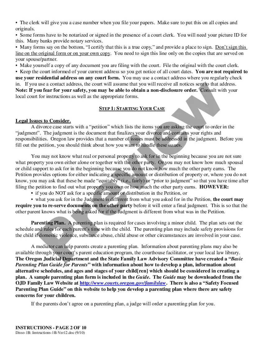 Preview Instructions - Filing for Dissolution (Divorce) Co-Petitioners With Children