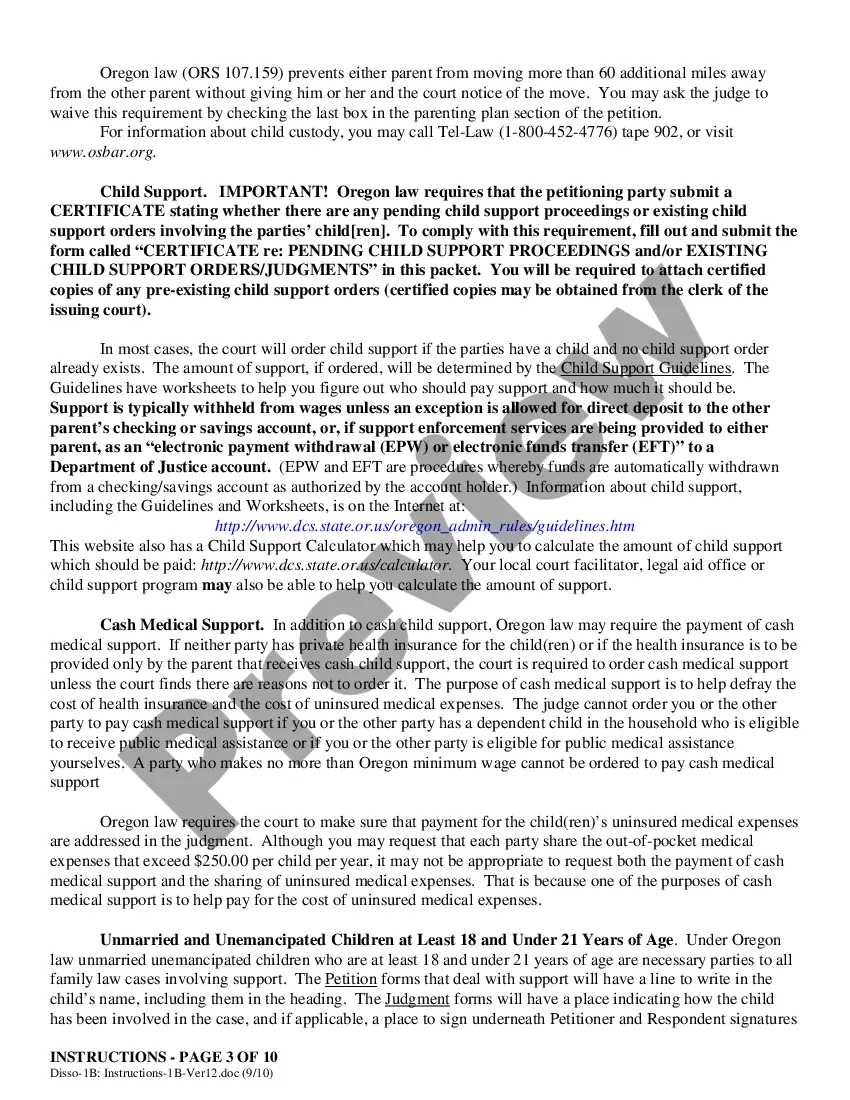 Preview Instructions - Filing for Dissolution (Divorce) Co-Petitioners With Children